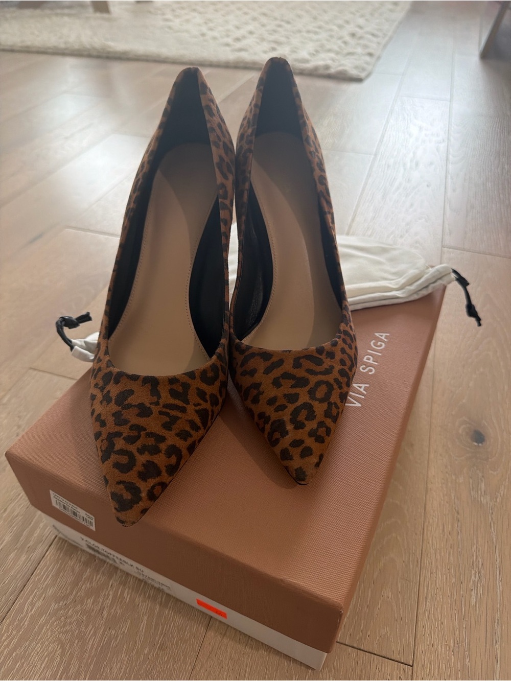Via Spiga Leopard Print Pointed Toe Pumps - Suede - Size 8.5